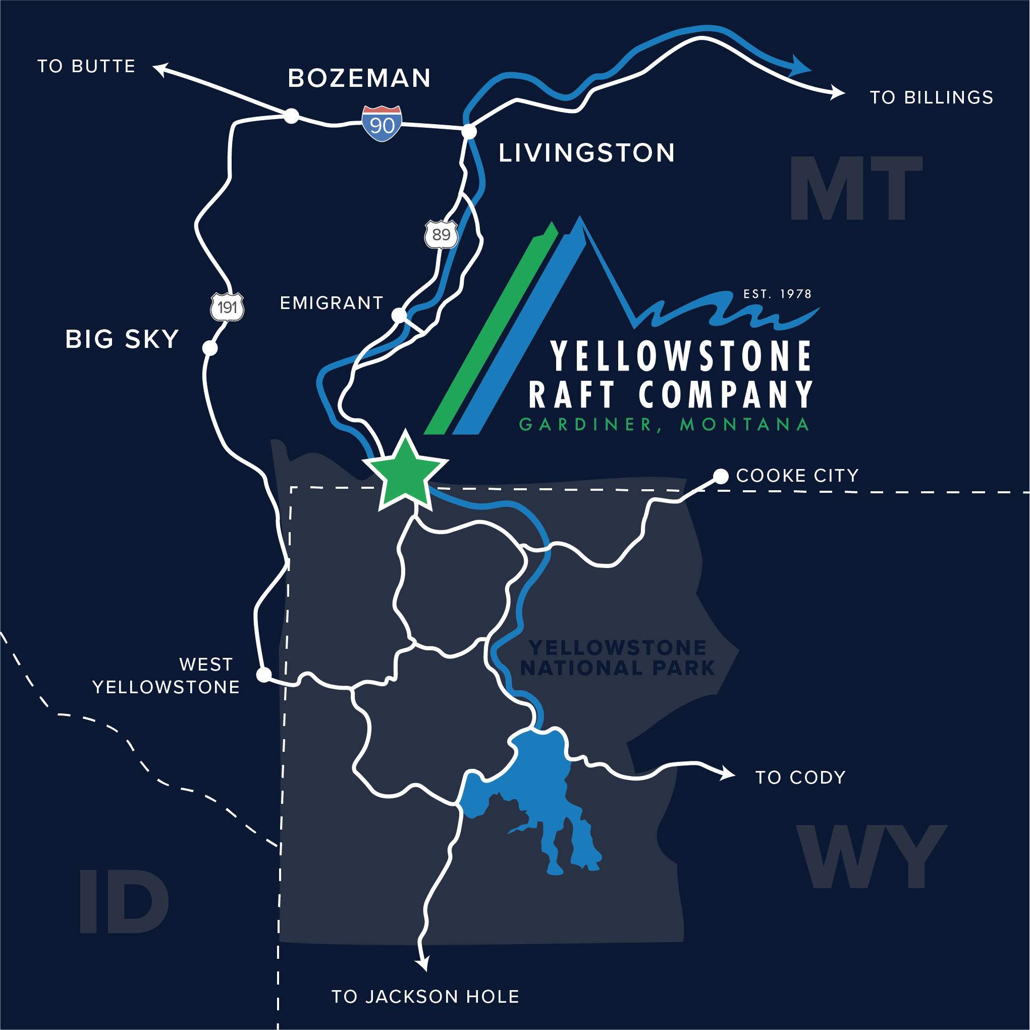 Yellowstone Raft Company Directions and Location – Gardiner, Montana
